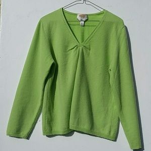 Talbots lime green cashmere sweater top